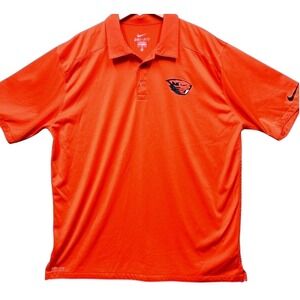 Nike Oregon State Beavers Mens Polo Size XL Orange Black Dri-Fit College NCAA